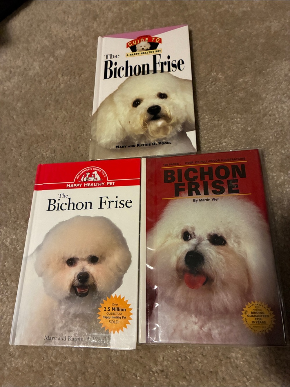3pc Book Bundle Bichon Frise Dog Book Guides Vintage Gift Set